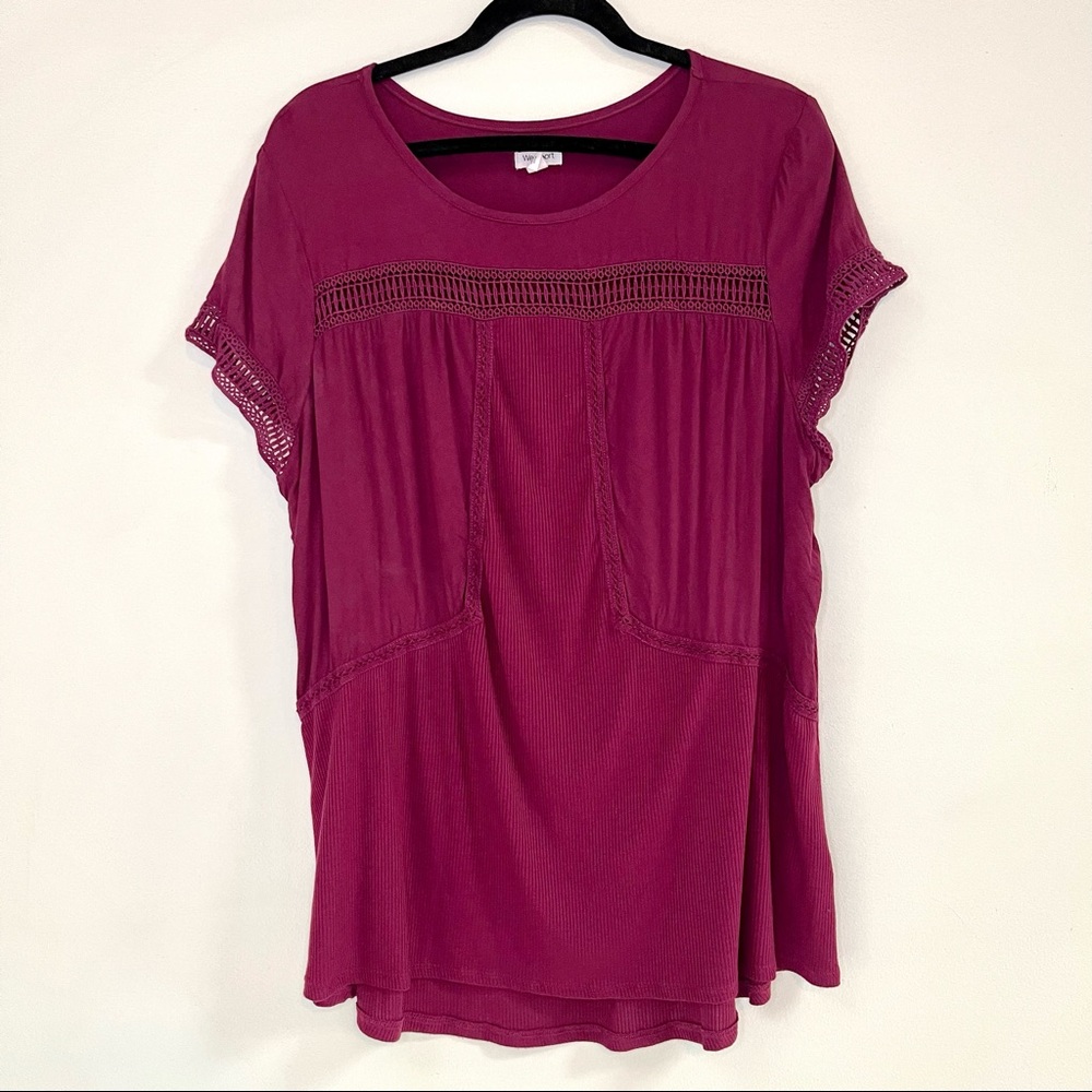 Maroon Top with Crochet Details